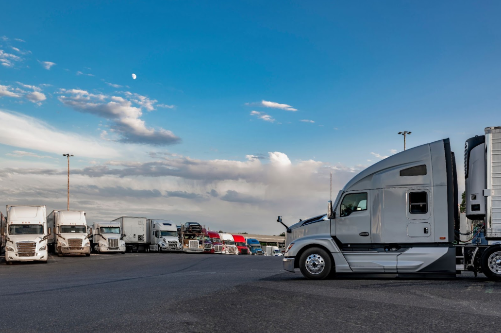 a truck parking lot in America
